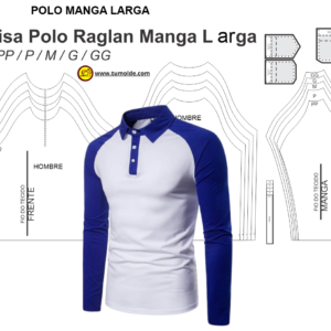 Molde polo manga larga Ranglan hombre