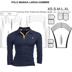 Molde polo tradicional manga larga